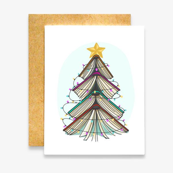 Stacked Book Tree Card
