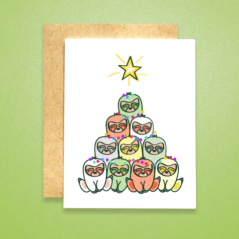Sloth Christmas Tree Card