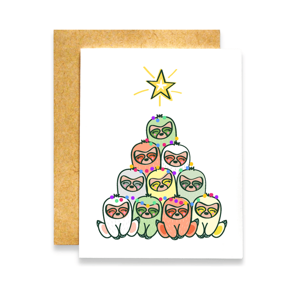 Sloth Christmas Tree Card