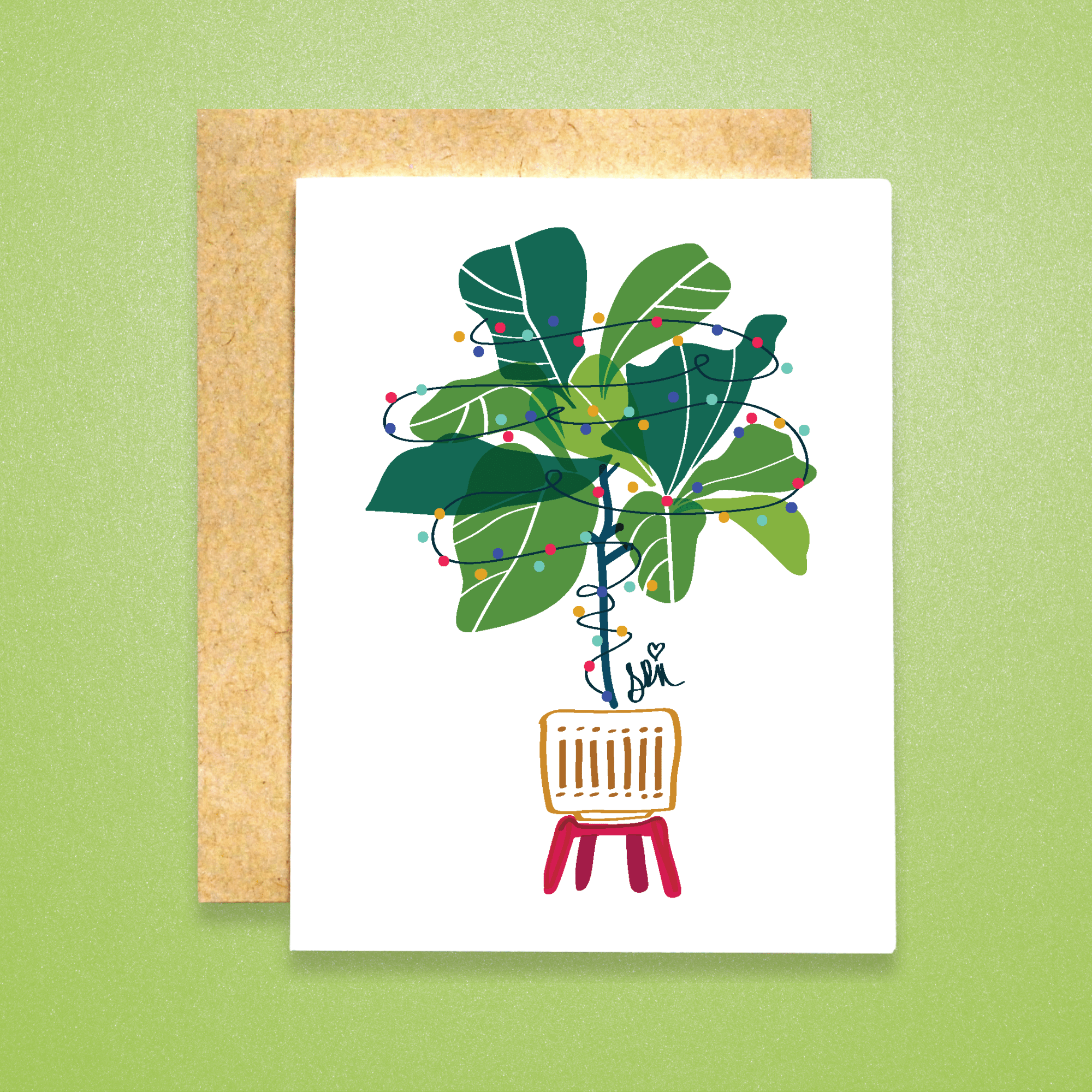 fiddle leaf fig illustration Fiddle Leaf Fig Holiday Tree Card – Raven + Unicorn