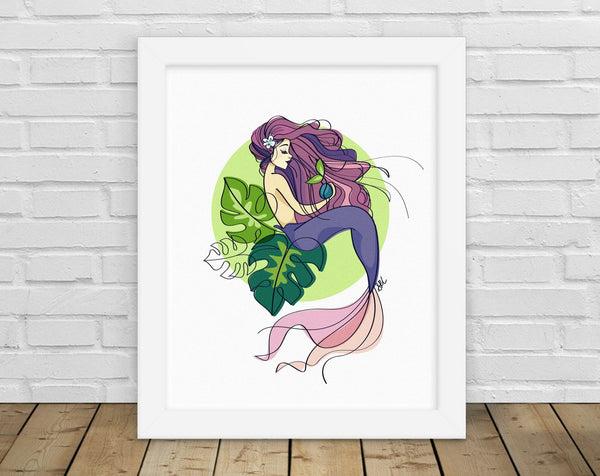 Plant Lady Mermaid Art Print